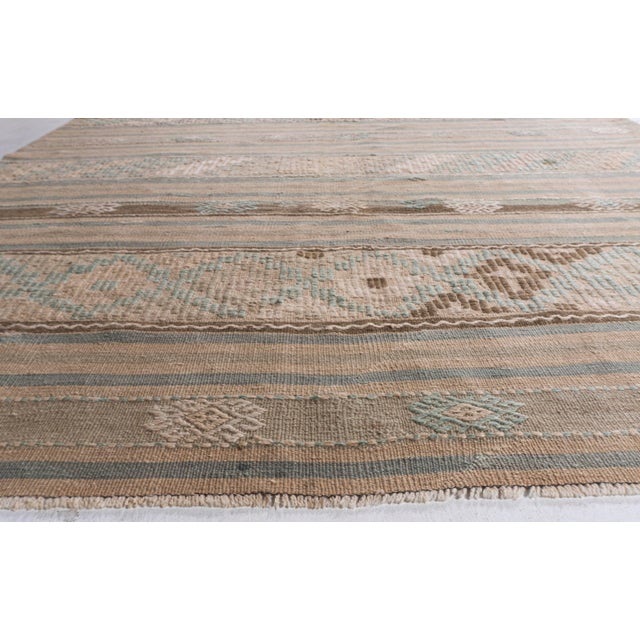 Contemporary Vintage Circa 1940 Tan Turkish Kilim Flatweave Rug 5'1 X 11'2 For Sale - Image 3 of 12