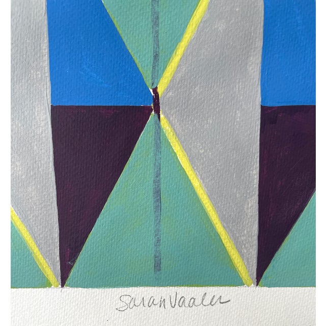 2020s Painting With Blue and Green Diamond Pattern For Sale - Image 5 of 5