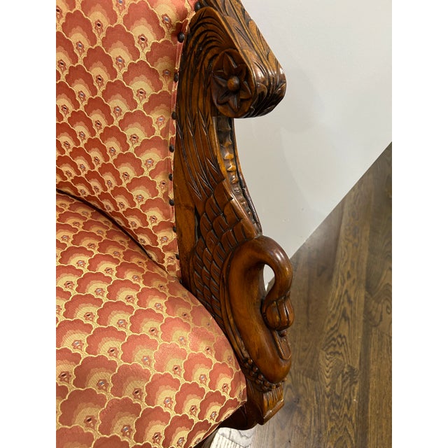 1940s 1940 Carved Wood Swan Barrel Chair For Sale - Image 5 of 10