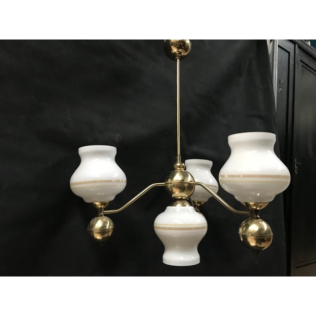 Gilt Chrome and Glass Chandelier, 1970s For Sale - Image 11 of 18