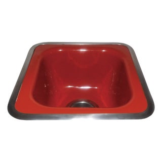 1983 Vintage Kohler Sequoia (Red) Cast Iron & Porcelain Kitchen Prep Sink For Sale