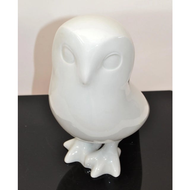 DUX Marked White Royal Dux Porcelain Snow Owl, Animal Sculpture Mid-Century Modern For Sale - Image 4 of 13