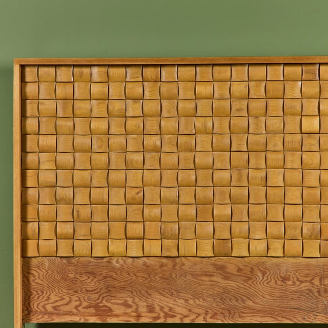 Paul Laszlo "Basket Weave" Full Size Headboard for Brown Saltman For Sale In Los Angeles - Image 6 of 10