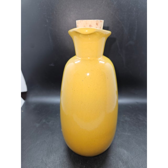 vintage Frankoma 835 pottery pitcher in a yellow glaze