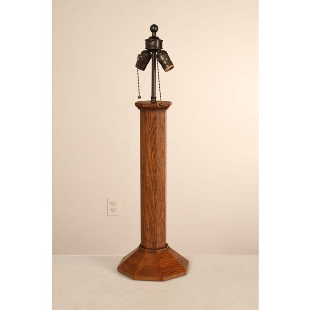 Late 20th Century Stickley Mission Collection Table Lamp With Leaded Glass Shade For Sale - Image 16 of 18