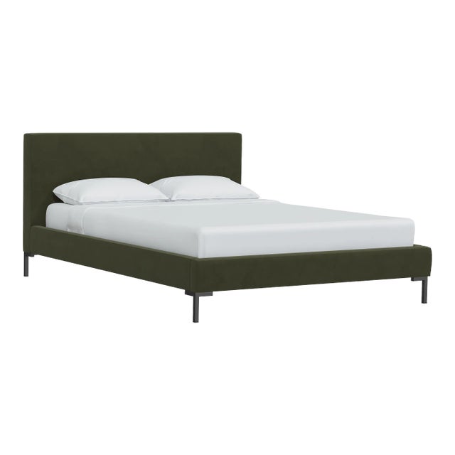 Norah Platform Bed in Moss Regal Velvet, King For Sale