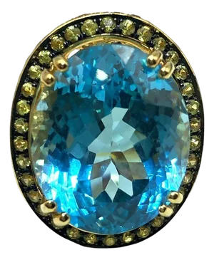 Bochic "Orient" Vintage Multi Citrine & Blue Topaz Ring Set 18K & Silver