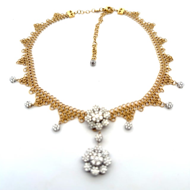 Vintage Pasquale Bruni 18k Gold Diamond Fringe Necklace, Italy For Sale - Image 9 of 14