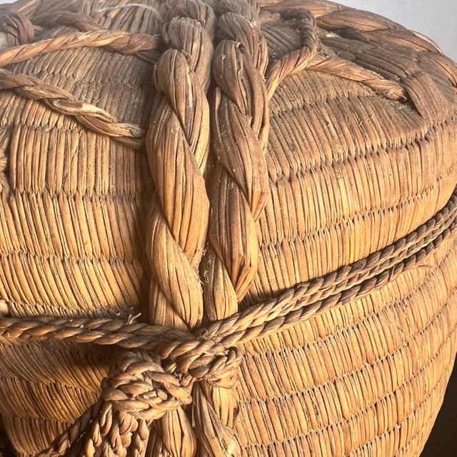 Vintage Japanese Stoneware Wrapped Cask Sake Jug For Sale - Image 11 of 11