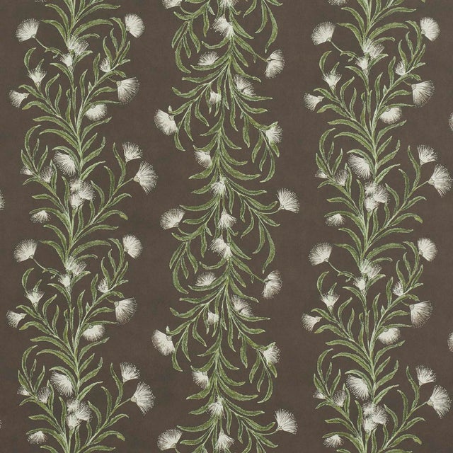 SAMPLE - Schumacher x Celerie Kemble Tasmanian Mimosa Wallpaper In Brown &Green For Sale
