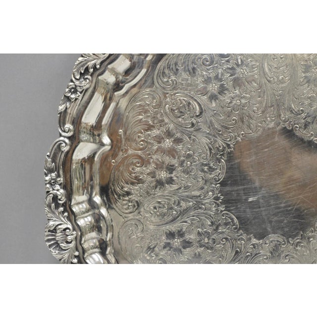 Vintage Poole Silver 3209 Victorian 12" Round Silver Plated Salver Platter Tray For Sale - Image 10 of 13
