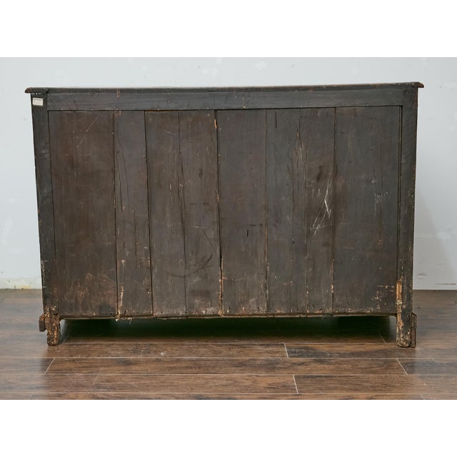 19th Century English Mahogany Serpentine Chest with Inlay and Ornate Pulls For Sale - Image 12 of 12