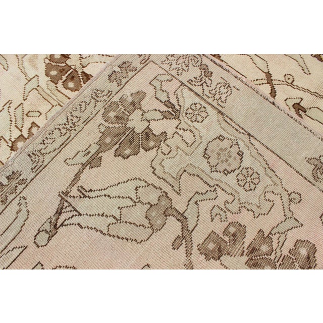 Brown All-Over Entwined Blossoms Vintage Turkish Oushak Rug in Brown, Taupe, Cream For Sale - Image 8 of 10