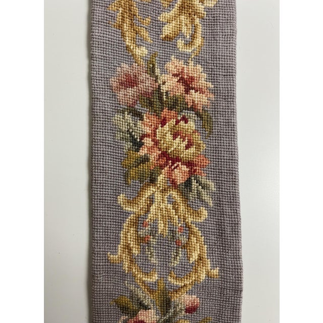 Traditional Vintage Floral Needlepoint Bell Pull With Ornate Grape & Vine Hardware For Sale - Image 3 of 10