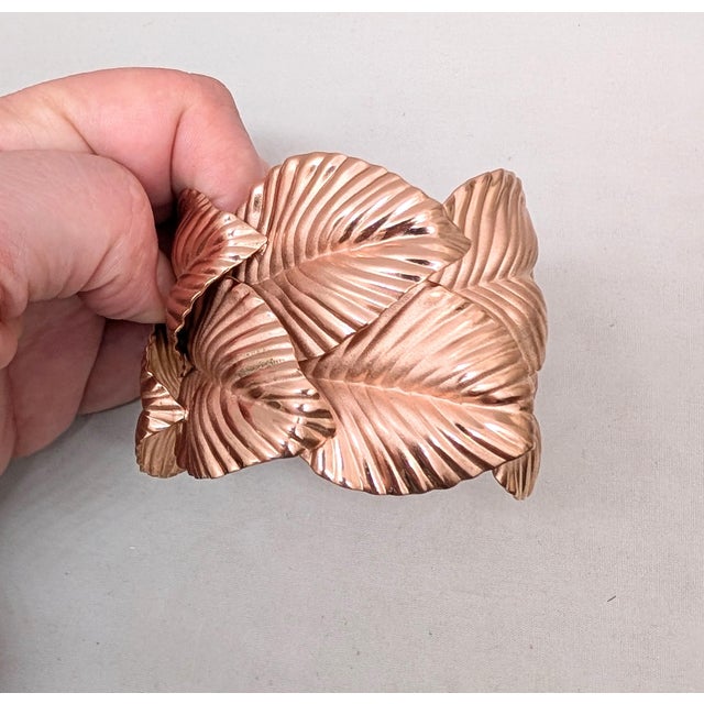 1980s Vintage 1982 Signed Napier Book Piece Wide Leaves Bracelet For Sale - Image 5 of 10