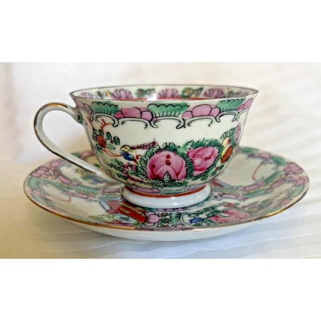 1940s Medallion Tea Cup & Saucer Sets Set of 2 - 4 pcs For Sale - Image 12 of 17