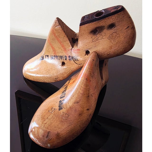 Shabby Chic Antique Vintage Matched Pair Wooden Shoe Lasts For Sale - Image 3 of 6