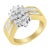 Haus of Brilliance 10K Yellow Gold 1.0 Cttw Round & Baguette Cut Diamond Floral Cluster Double-Channel Flared Band Statement Ring - Size 7 For Sale - Image 4 of 7