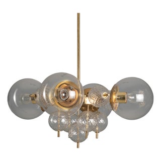 Glass and Brass Chandelier from Jaroslav Bejvl, Czechoslovakia, 1970s For Sale