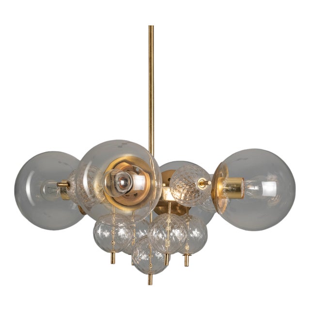 Glass and Brass Chandelier from Jaroslav Bejvl, Czechoslovakia, 1970s For Sale