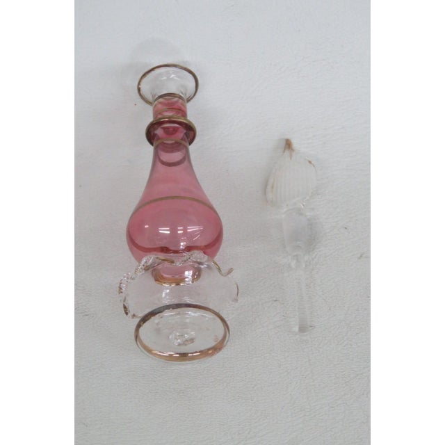 Miniature Hand Blown Egyptian Pink Glass Empty Perfume Bottle With Stopper 5110b For Sale - Image 4 of 9