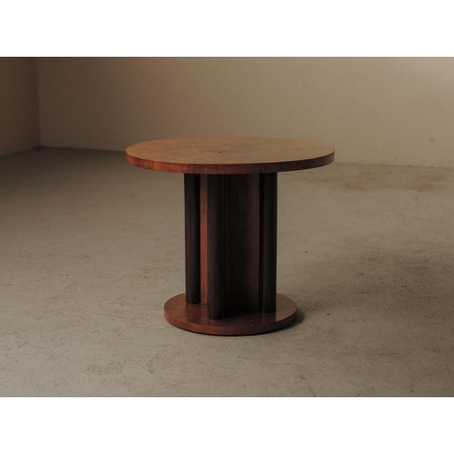 Wood Art Deco Round Pedestal Side Table in Wood, France, 1950 For Sale - Image 7 of 12