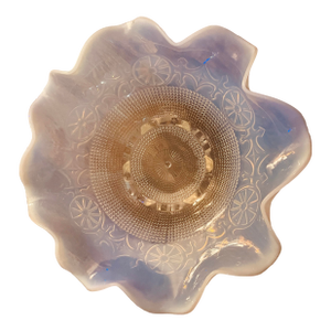 Early 1900’s Vintage Ombre White Milk Glass Opalescent 9” Tri-Footed Serving Bowl/ Compote Dish/ Catch-All Bowl/ Fruit Bowl by Northwood Glass Co.