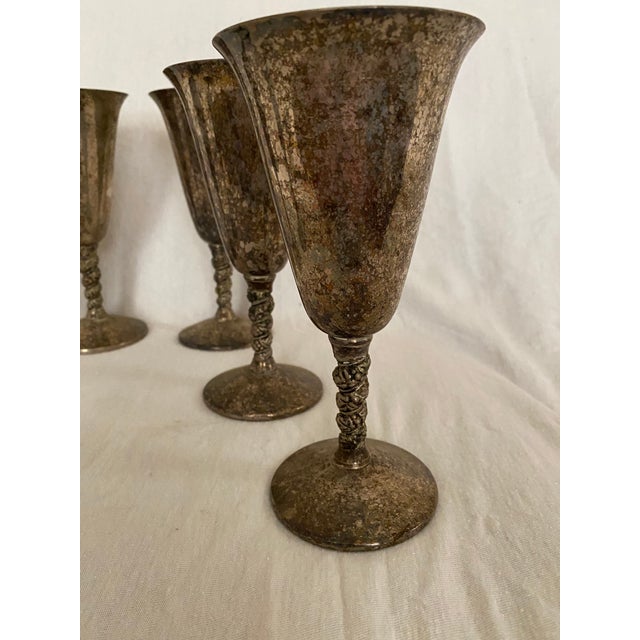 Vintage f.b. Rogers Silver Co. Silverplate Drinking Goblets- Set of 6 For Sale In Charlotte - Image 6 of 7