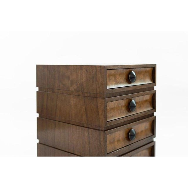Stacked Bedside Tables in Special Walnut With Burl Wood - a Pair For Sale In New York - Image 6 of 12