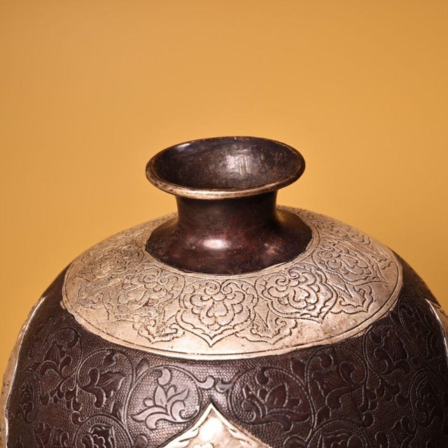 Chinoiserie Large Vintage Bronze Mythical Beast Vase - Asian Chinoiserie High-Relief Sculptural Vessel For Sale - Image 3 of 10