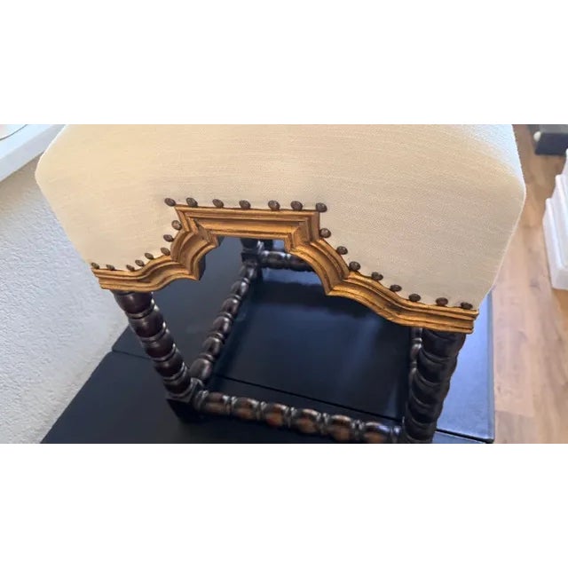 A Pair of Antique White Foot Stools With Gold Accent For Sale - Image 13 of 15