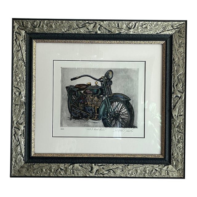 Scott Jacobs " 1923 F Head Twin Xxx" Mixed Media Etching With Watercolor, Hand-Signed For Sale