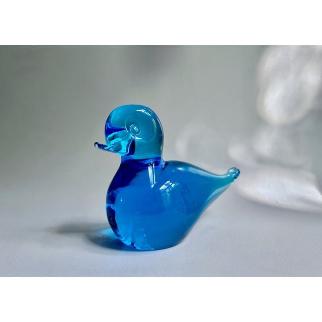 F M Konstglas Solid Blue Art Glass Bird, C. 1970 For Sale - Image 17 of 17