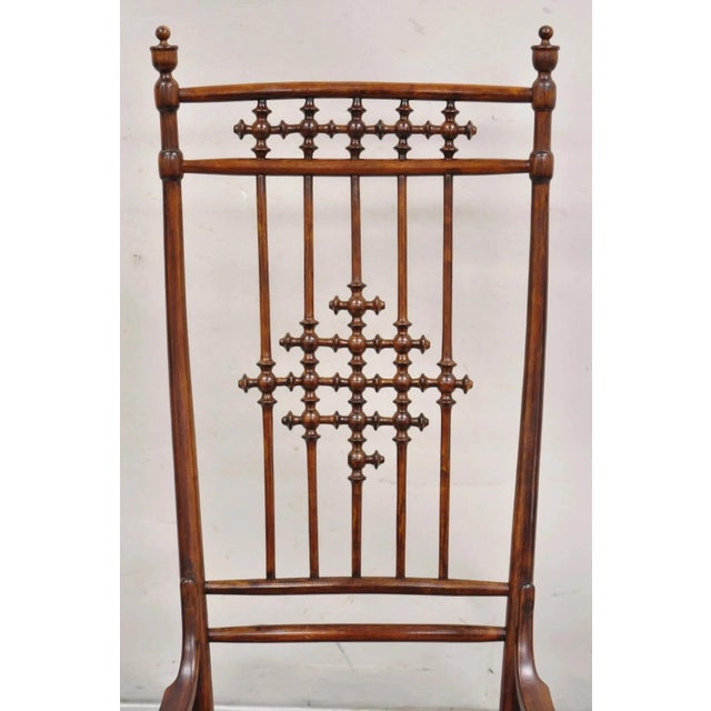 Victorian Late 19th Century Victorian Aesthetic Movement Chestnut Stick & Ball Spindle Rocker Rocking Chair For Sale - Image 3 of 12