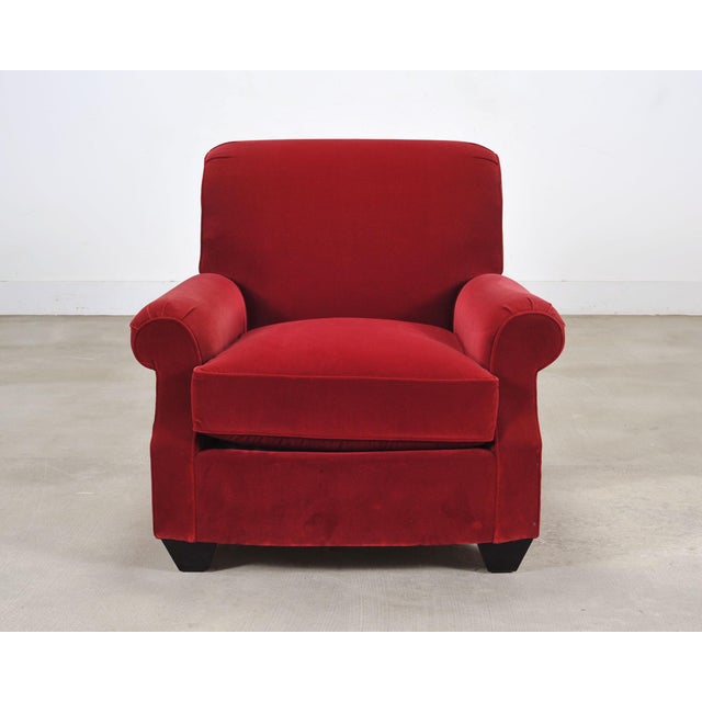 Ralph Lauren Ralph Lauren London Club Lounge Chair in Italian Red Velvet For Sale - Image 4 of 18