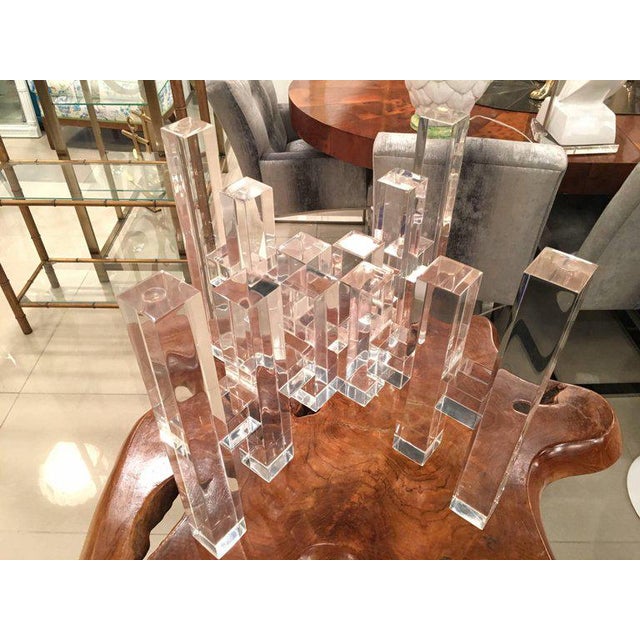 Lucite Skyscraper Architectural Columns Coffee Cocktail Table | Chairish