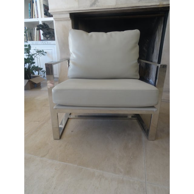 Stone International Modern Leather & Chrome Chairs From Italy a Pair For Sale - Image 4 of 9