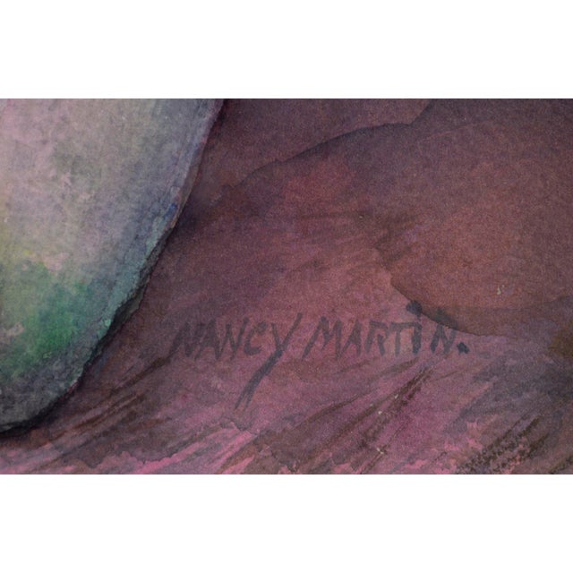 American Late 20th Century "Pink Roses" Spring Bouquet Still-Life Painting by Nancy Martin, Framed For Sale - Image 3 of 7