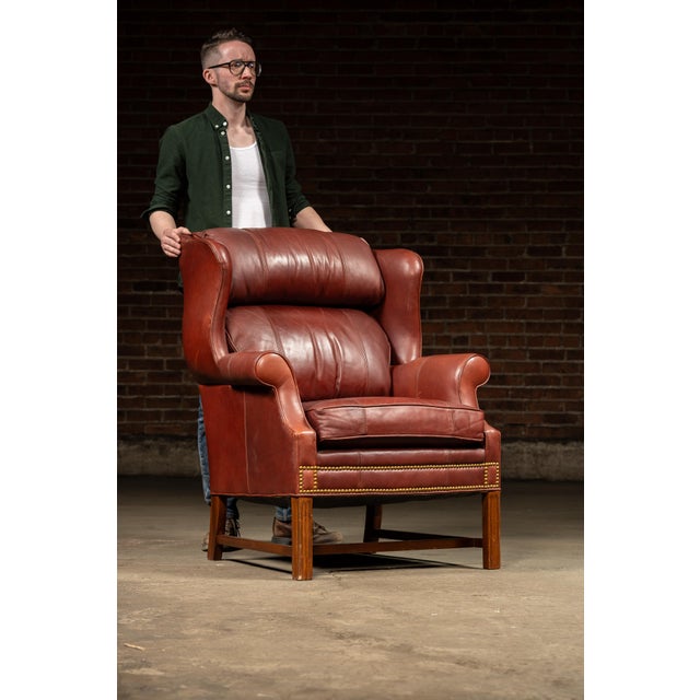 c. 1970s/1980s; Whittemore-Sherrill, Ltd. - Hickory, NC Vintage brick red armchair and ottoman set. Using the classic...
