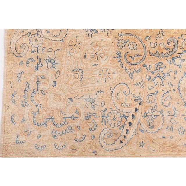 Antique Persian Kirman Camel Handmade Wool Rug For Sale - Image 11 of 14