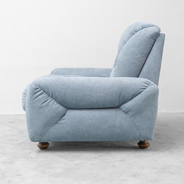 Blue Armchairs in Blue Fabric and Wooden Legs, 1950s, Set of 2 For Sale - Image 8 of 12