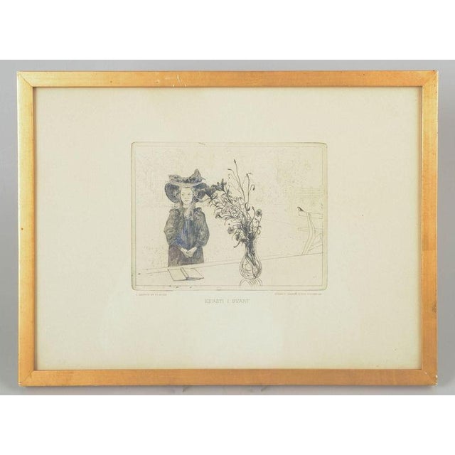 Carl Larsson, listed Swedish artist. “Kersti i svart” featuring a poetic figurative composition, executed as a detailed...