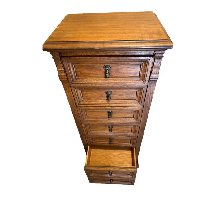 Vintage Drexel Guildhall Oak Lingerie Chest, 7 Drawers For Sale - Image 10 of 12