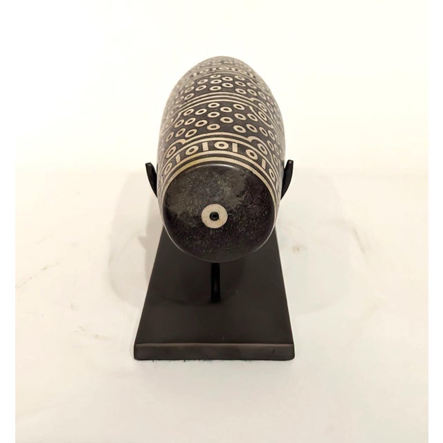 Tribal Tibetan Dzi Bead "Thousand Eye" Sculpture With Stand For Sale - Image 3 of 7