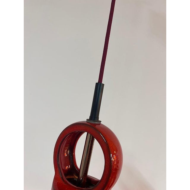 Red Ceramic Hanging Lamp For Sale - Image 10 of 11