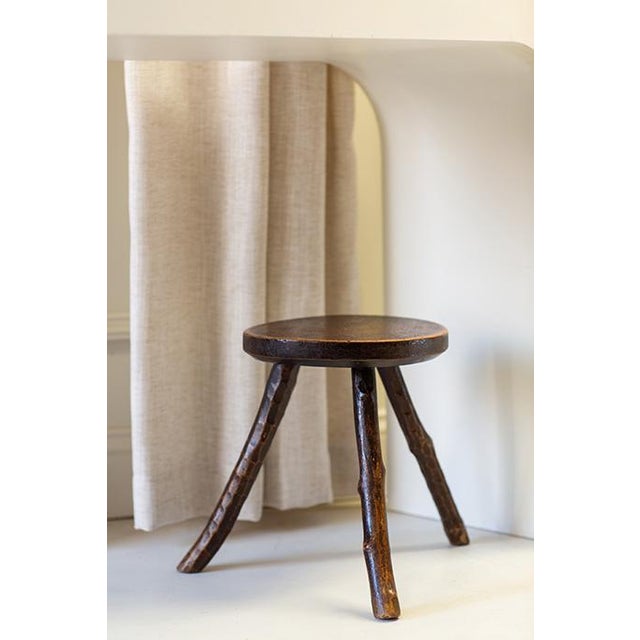 Antique Primitive Farm Milking Stool, Mid 20th Century For Sale - Image 4 of 9