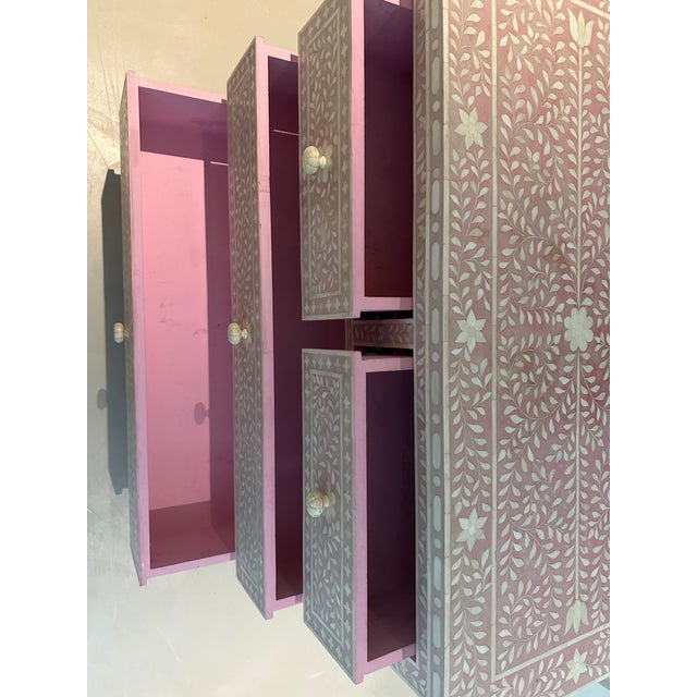 Late 20th Century Pink Bone Inlay Chest of Drawers For Sale - Image 10 of 18