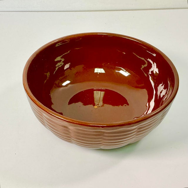 Mid-Century Modern 1970s Vintage Boho Chic Brutalist J C Stoneware Round Serving Bowl For Sale - Image 3 of 6