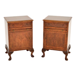 Antique Burr Walnut Bedside Cabinets, 1930, Set of 2 For Sale