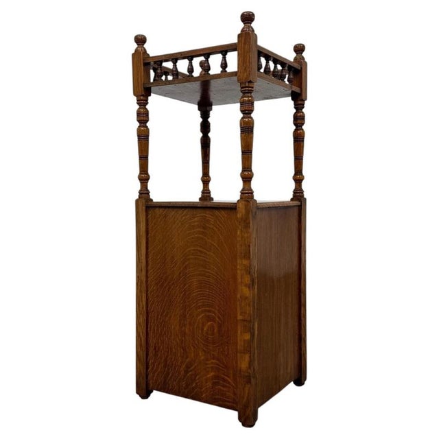 Antique English Golden Oak Cabinet, 1900s For Sale - Image 9 of 15